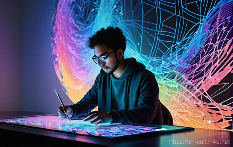 문화예술사 자격증 취득 후 네트워킹 - **Prompt 1: Global Digital Art Collaboration**
    "A diverse group of artists, encompassing various...