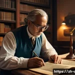 문화예술사로 일하며 만난 어려움과 극복 사례 - An experienced cultural art historian in a cozy study room filled with old books, archival documents...
